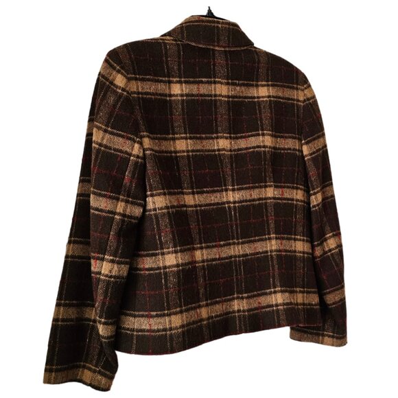 Petite Sophisticate Plaid Lined Wool Zip Jacket | Like New | 2P | Brown Tan Red - Picture 6 of 16